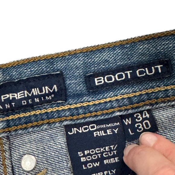 JNCO Premium Boot Cut Low Rise Riley Jeans Mens 34x30 (35x30) Distressed Y2K - Picture 6 of 9